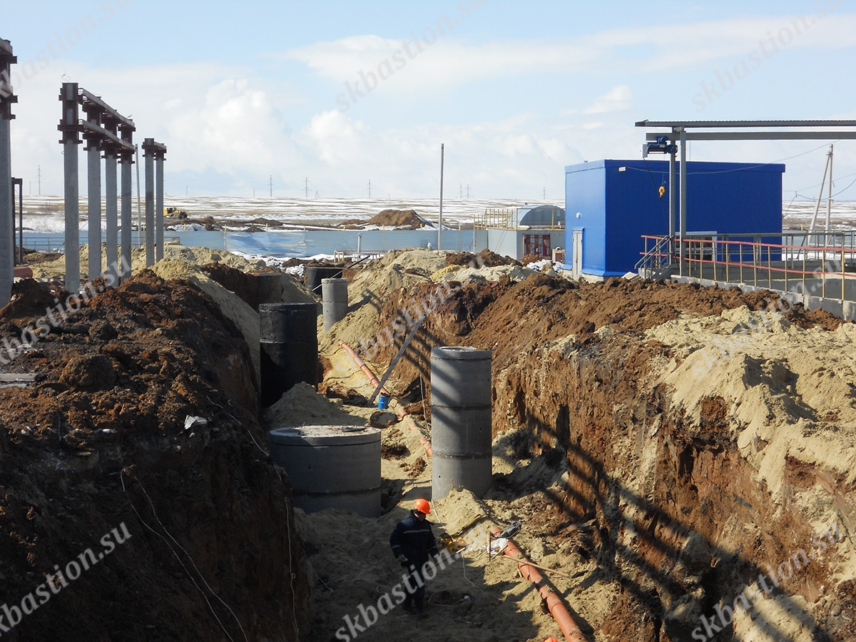 Строительство четырехсекционного горизонтального отстойника, внутриплощадочных сетей водопровода и канализации